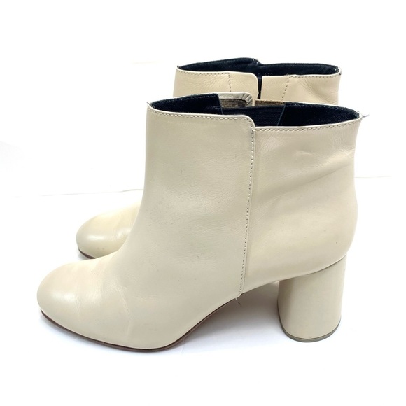 Rachel Comey Leather Ankle Block Heel Boots In Cream Size 8 - Picture 5 of 12